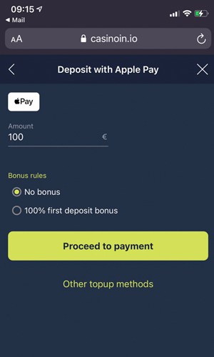 casino deposit apple pay screenshot