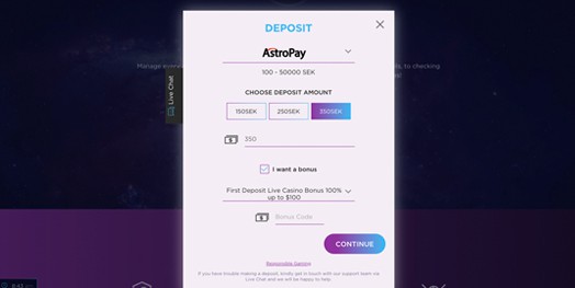 astropay deposit online casino 2021 screenshot