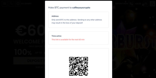 bitcoin wallet qr casino deposit screenshot