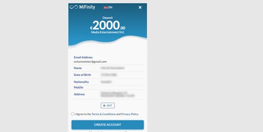screenshot mifinity account