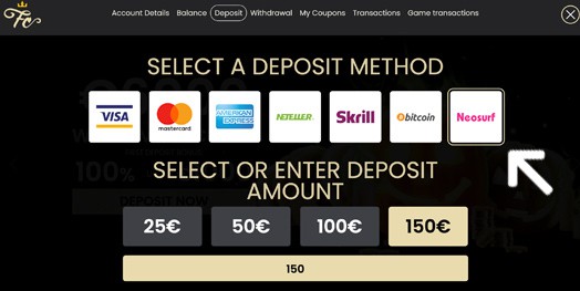 screenshot neosurf deposit method online casino