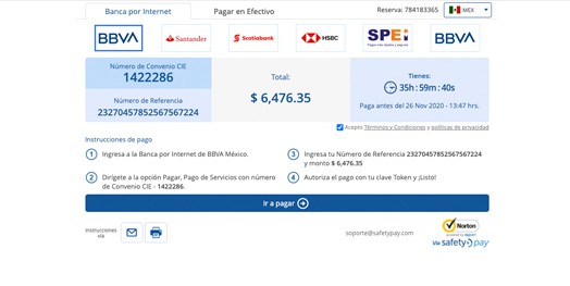 safetypay bank payment screenshot