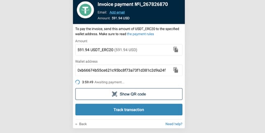 tether account payment screenshot