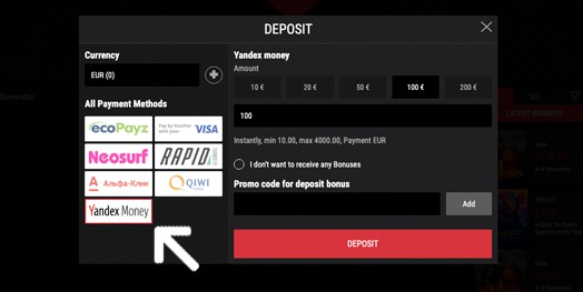 yandex deposit casino sites 2021
